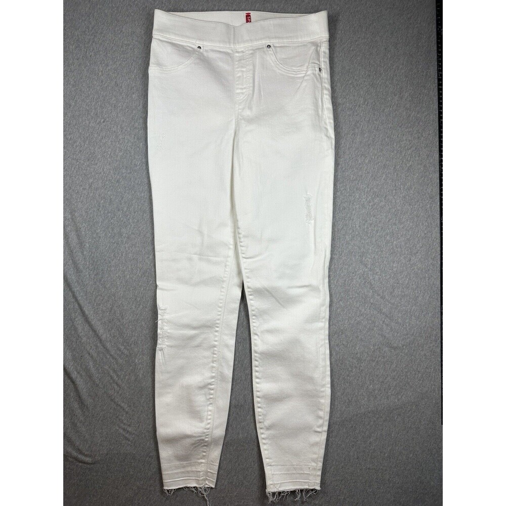 Spanx Jeans Womens S White‎ Distressed Ankle Skinny Raw Hem Pull On Denim 20229R